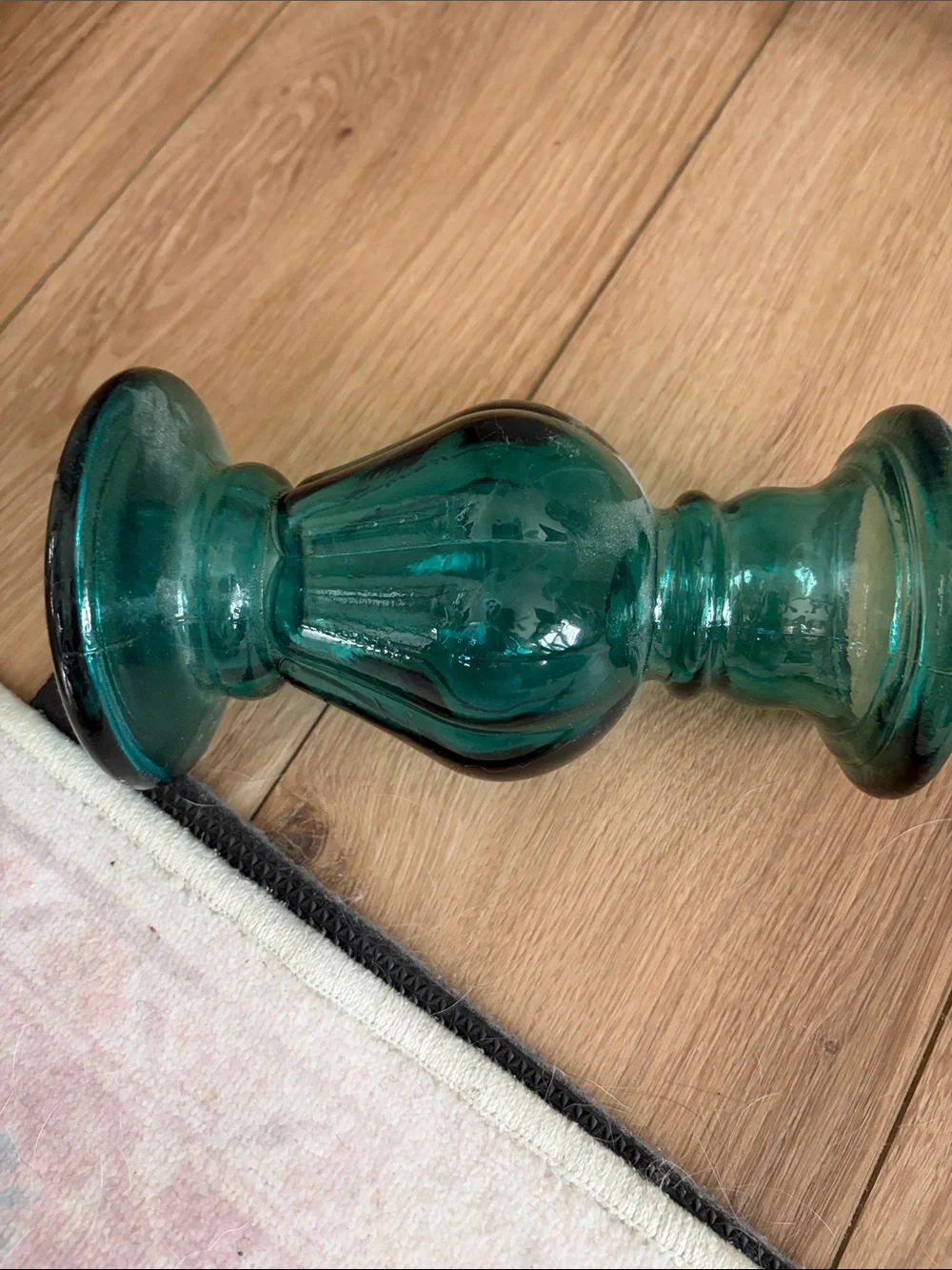 Pottery Barn Teal Handblown Glass Vase